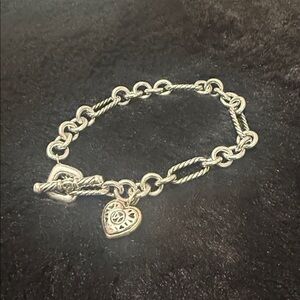 David Yurman Silver and Gold Heart Bracelet